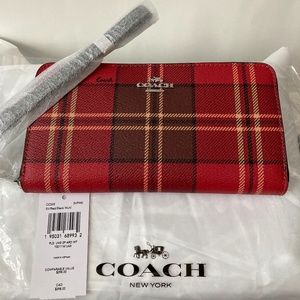 Coach Plaid Large Zip Around Wallet
